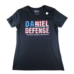 Daniel Defense Shirt Womens XL Black USA Flag Freedom Patriotic Graphic Tee